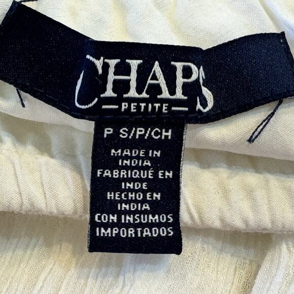 Chaps Tiered Crepe Skirt Womens Sz Petite Small PS White Elastic Waist Lined NEW - Picture 6 of 7